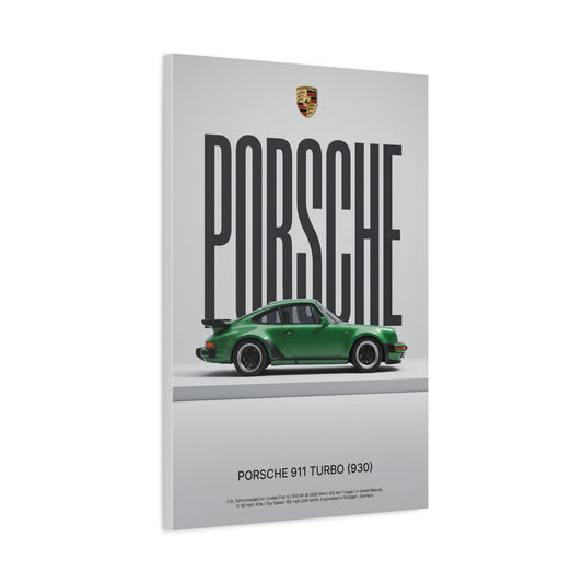 Porsche 911 Turbo 930 Minimalist Matte Canvas Wall Art
