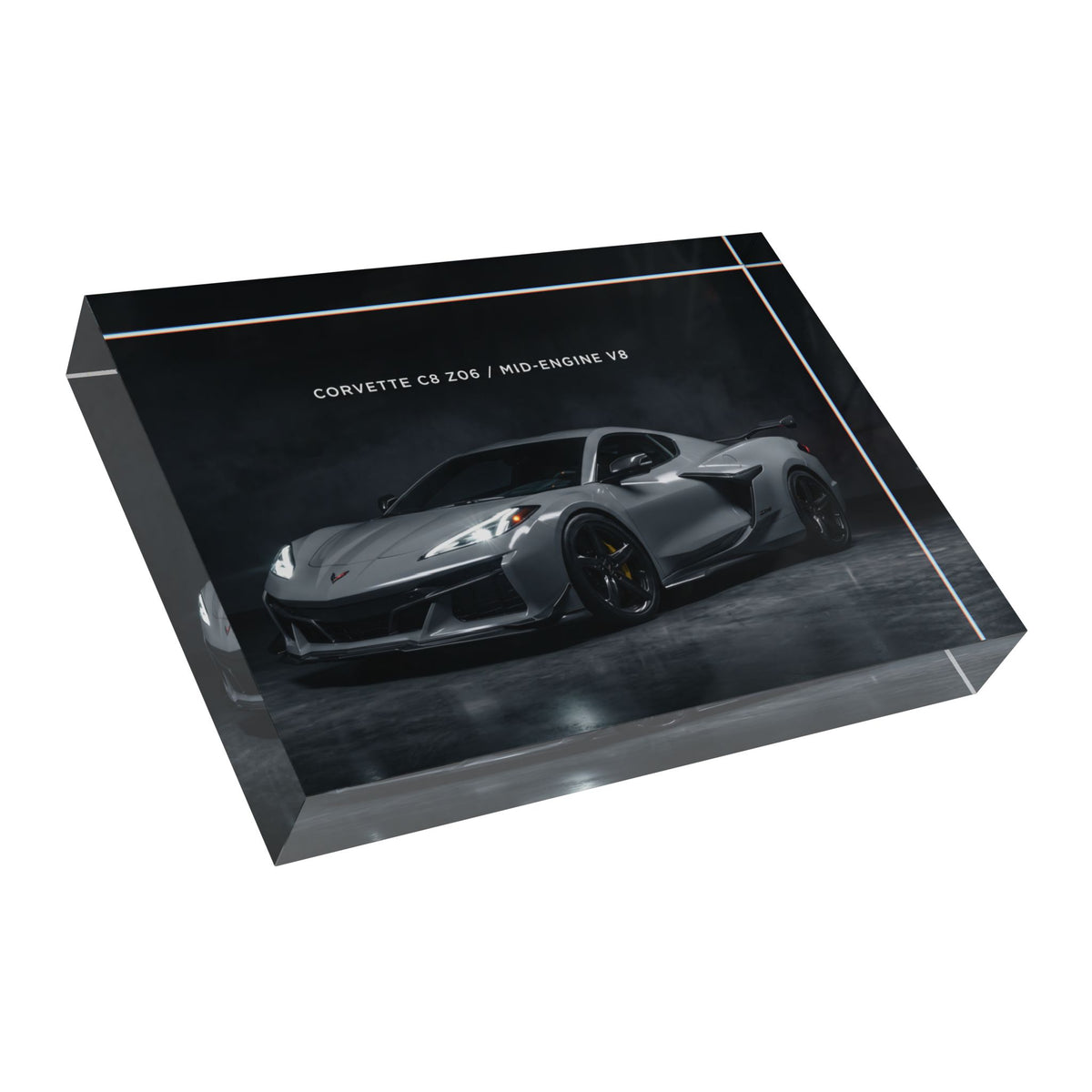 Corvette C8 Z06 Mid‑Engine V8 Photo Block – Art Acrylic Block