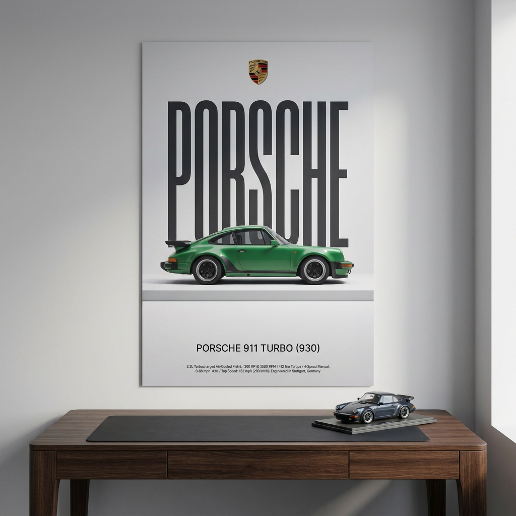 Porsche 911 Turbo 930 Minimalist Art Print — Automotive Art Poster