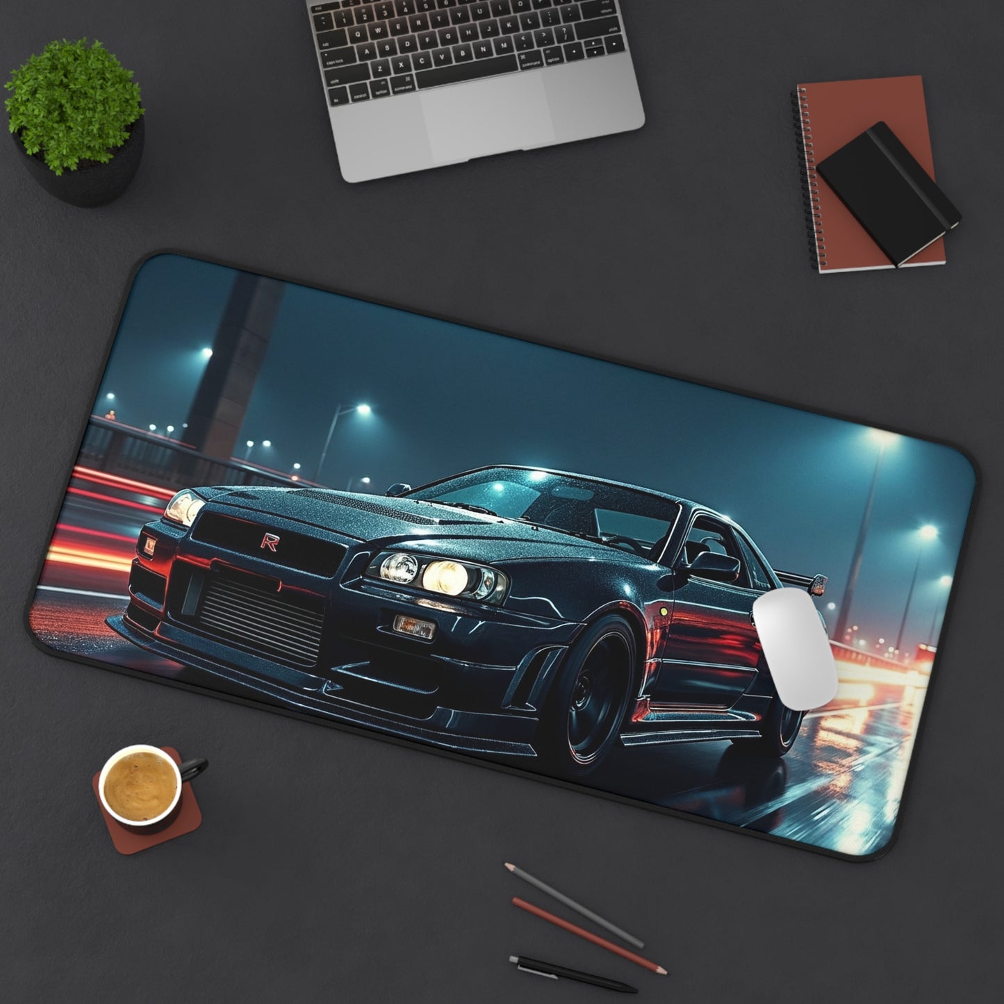 Racing Night Desk Mat — Skyline JDM Car Mouse Pad Japan Auto