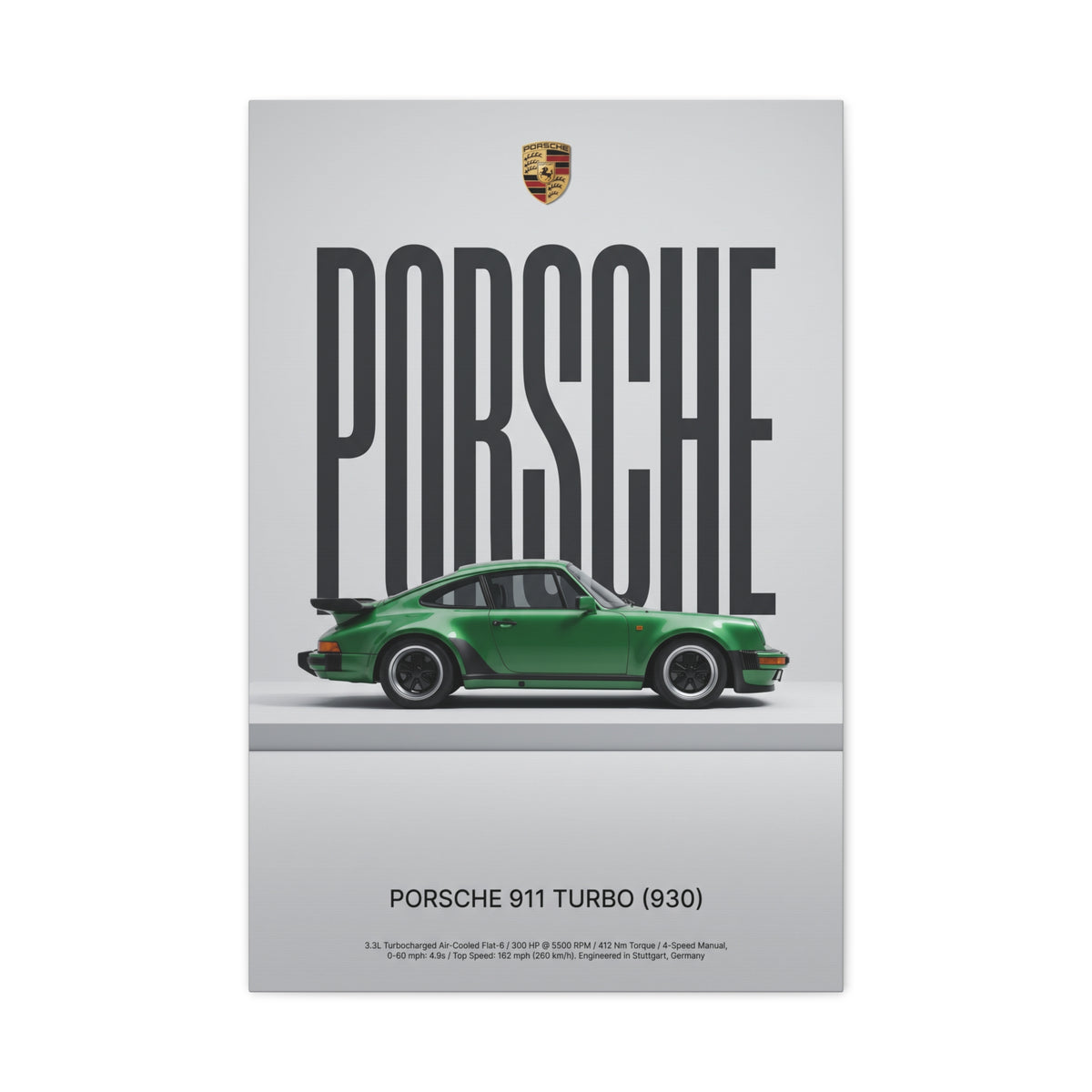 Porsche 911 Turbo 930 Minimalist Matte Canvas Wall Art