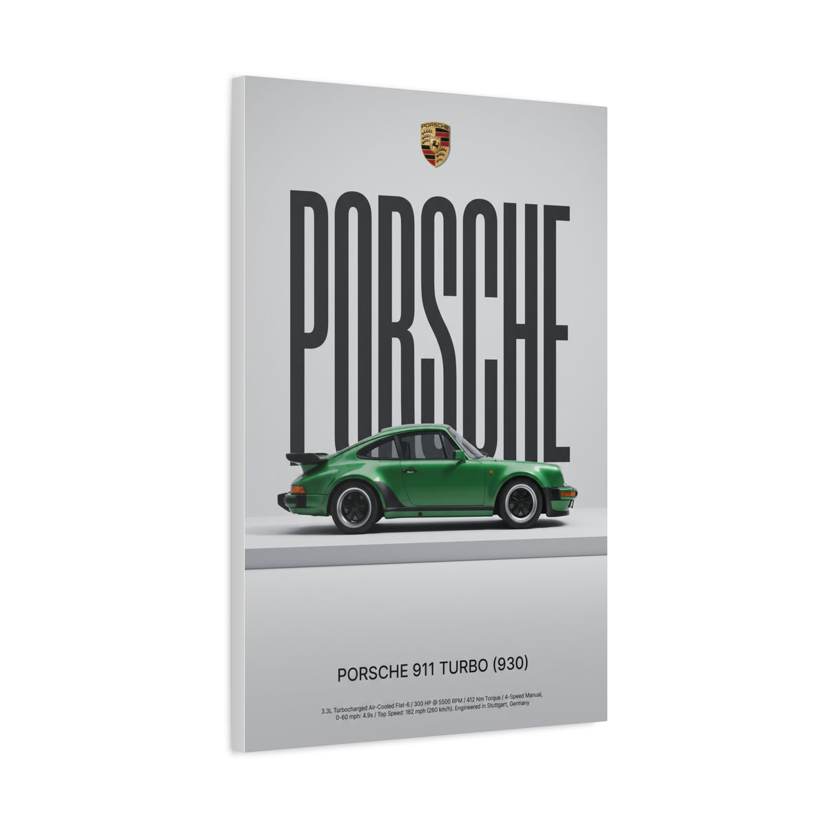 Porsche 911 Turbo 930 Minimalist Matte Canvas Wall Art