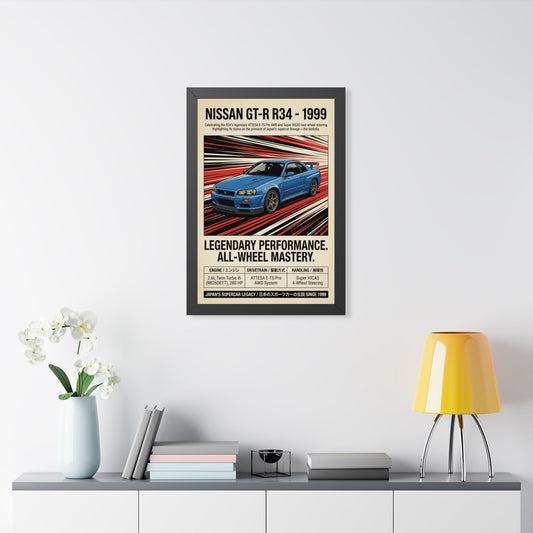 1999 Nissan GT-R R34 Vintage JDM Framed Fine Art Print