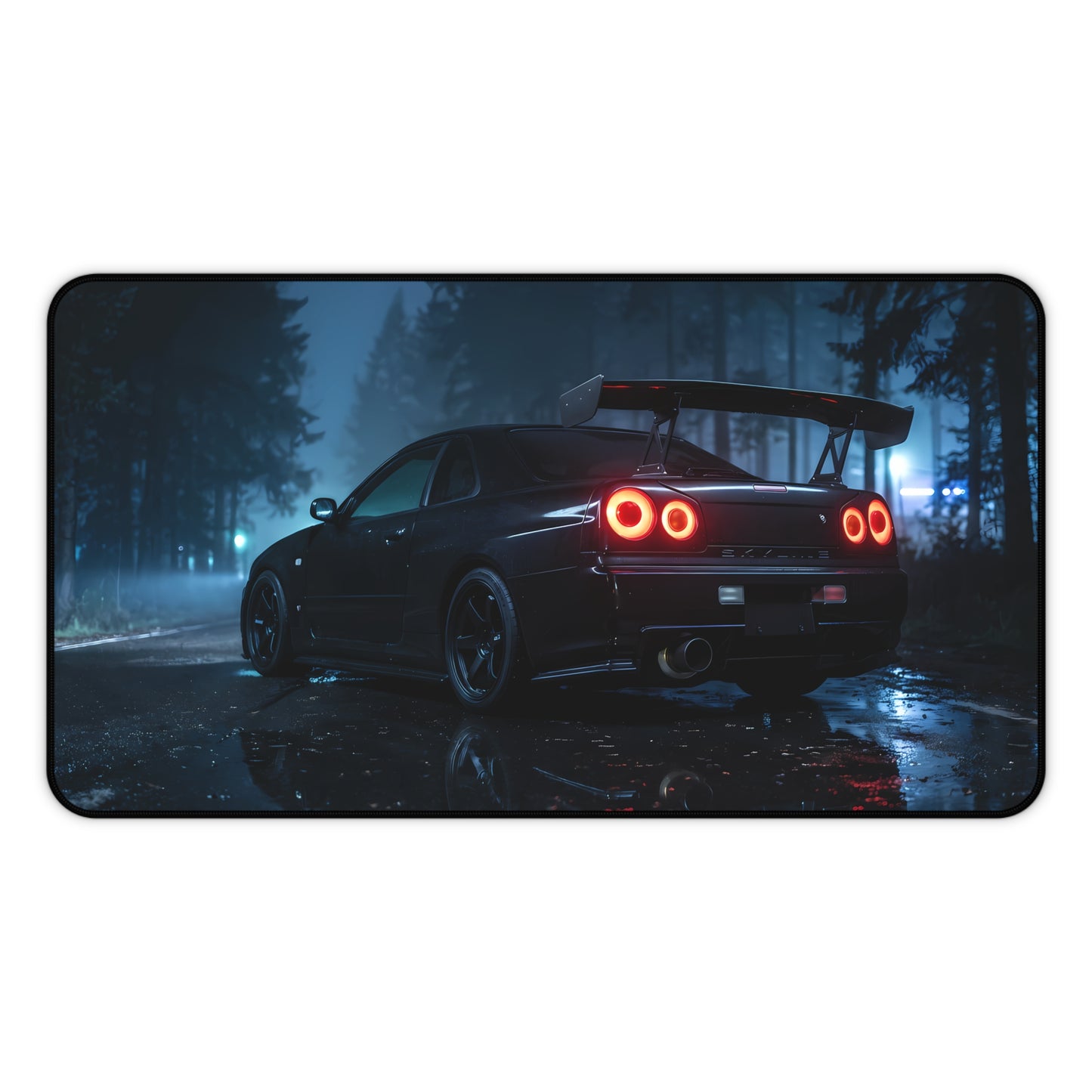 Racing Night Nissan GTR R34 Skyline Desk Mat — Sports Car JDM Gaming Mouse Pad