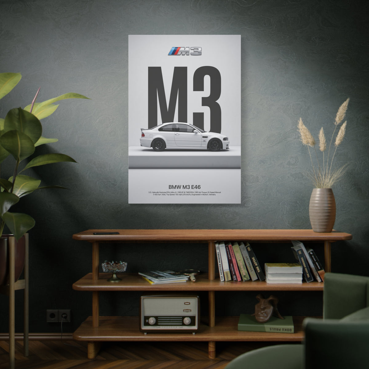 BMW M3 E46 Minimalist Matte Canvas Wall Art