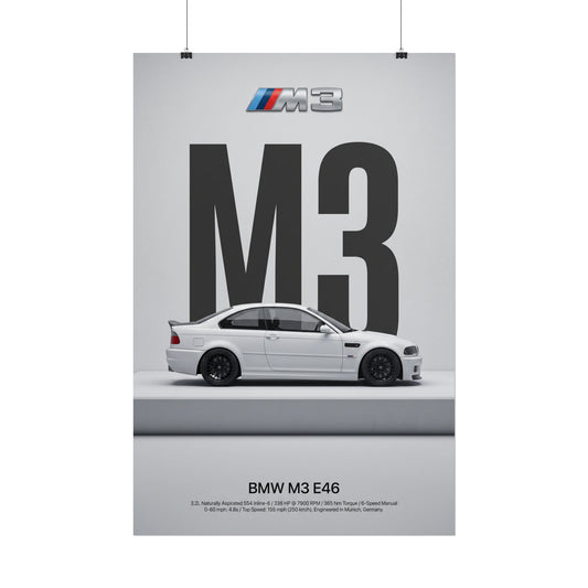 BMW M3 E46 Minimalist Art Print — Automotive Art Poster