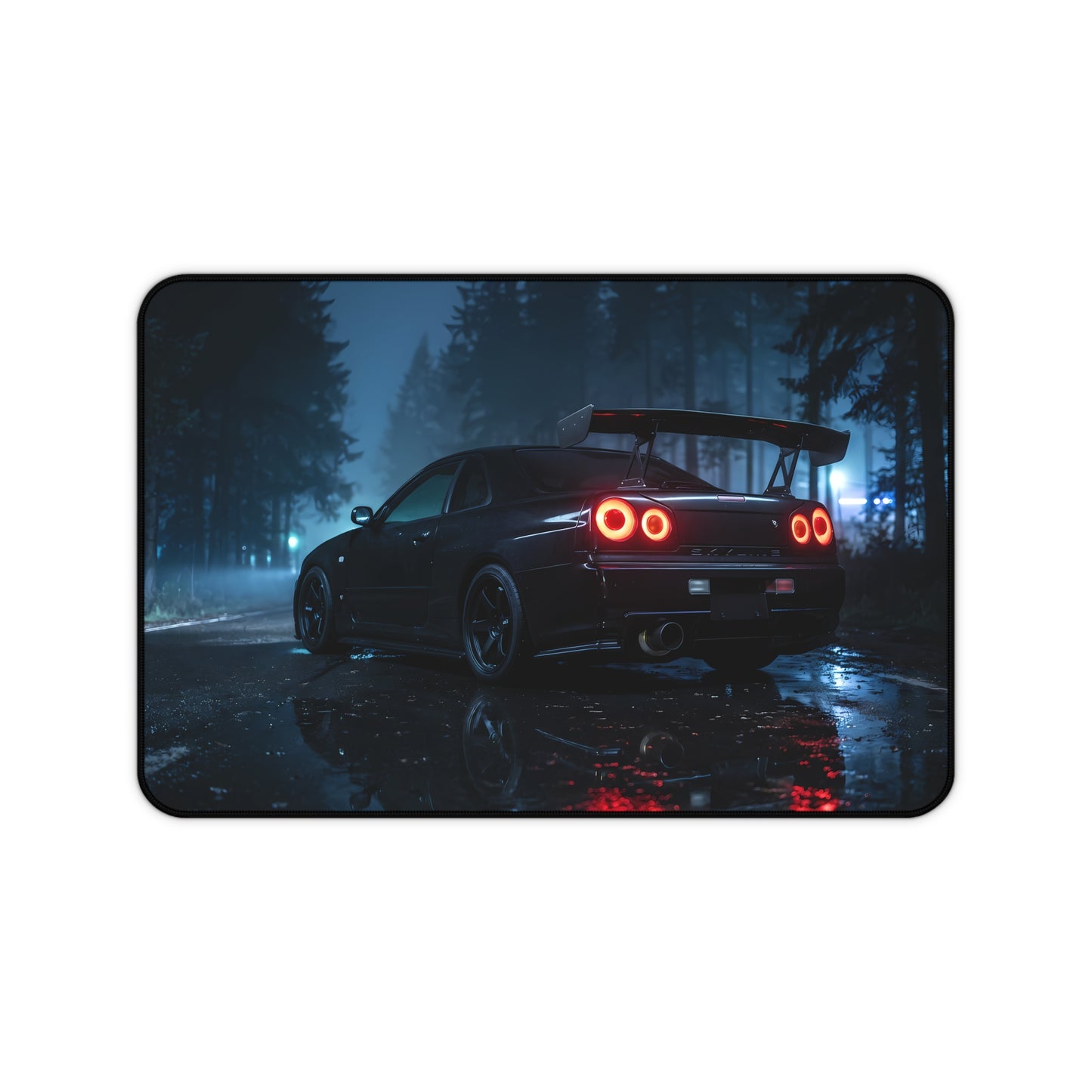 Racing Night Nissan GTR R34 Skyline Desk Mat — Sports Car JDM Gaming Mouse Pad