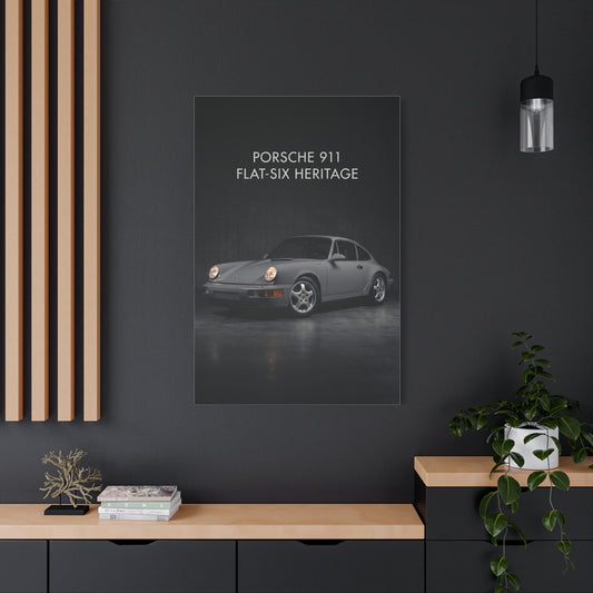 Porsche 911 (964) Flat-Six Heritage Matte Canvas Wall Art