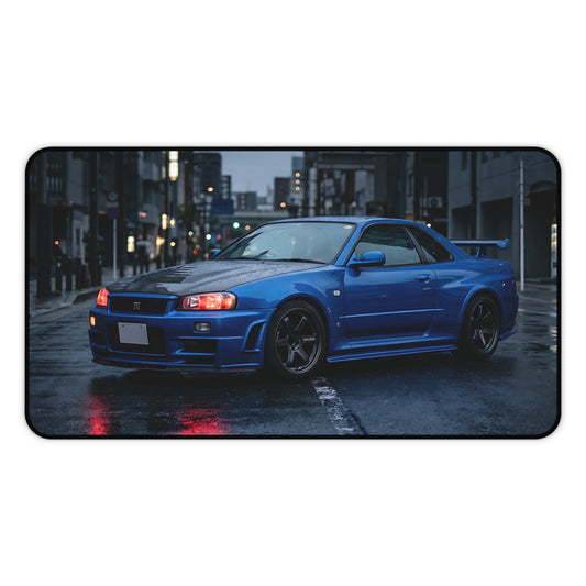 Blue Skyline GT-R Desk Mat — Racing Car Mouse Pad for Gamers & Car Enthusiasts