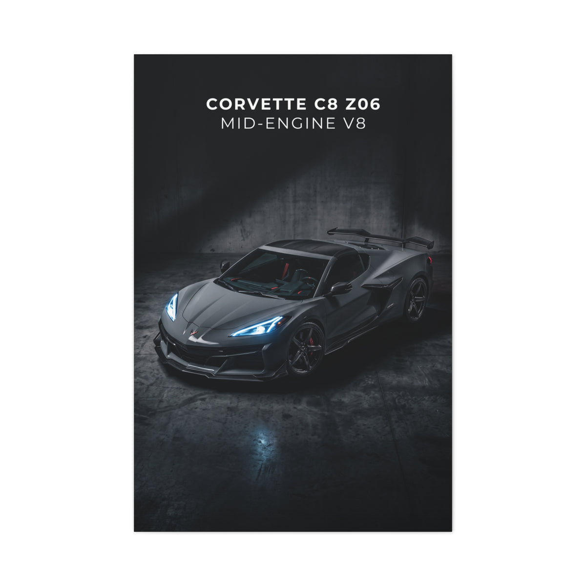 Corvette C8 Z06 Mid‑Engine V8 Sports Car Matte Canvas Wall Art