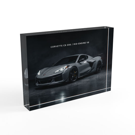 Corvette C8 Z06 Mid‑Engine V8 Photo Block – Art Acrylic Block