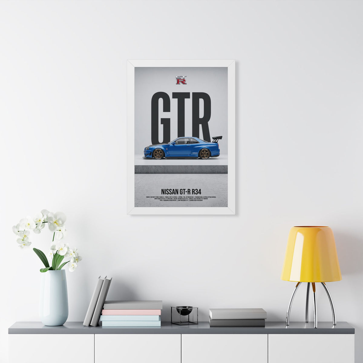 Nissan Skyline GT-R R34 Minimalist Wall Art — JDM Framed Fine Art Print