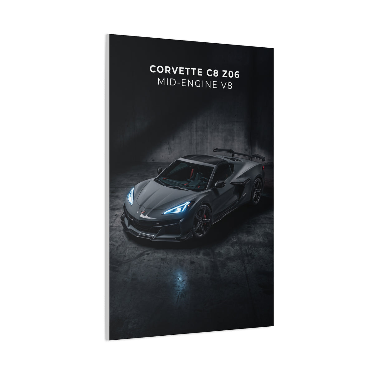 Corvette C8 Z06 Mid‑Engine V8 Sports Car Matte Canvas Wall Art
