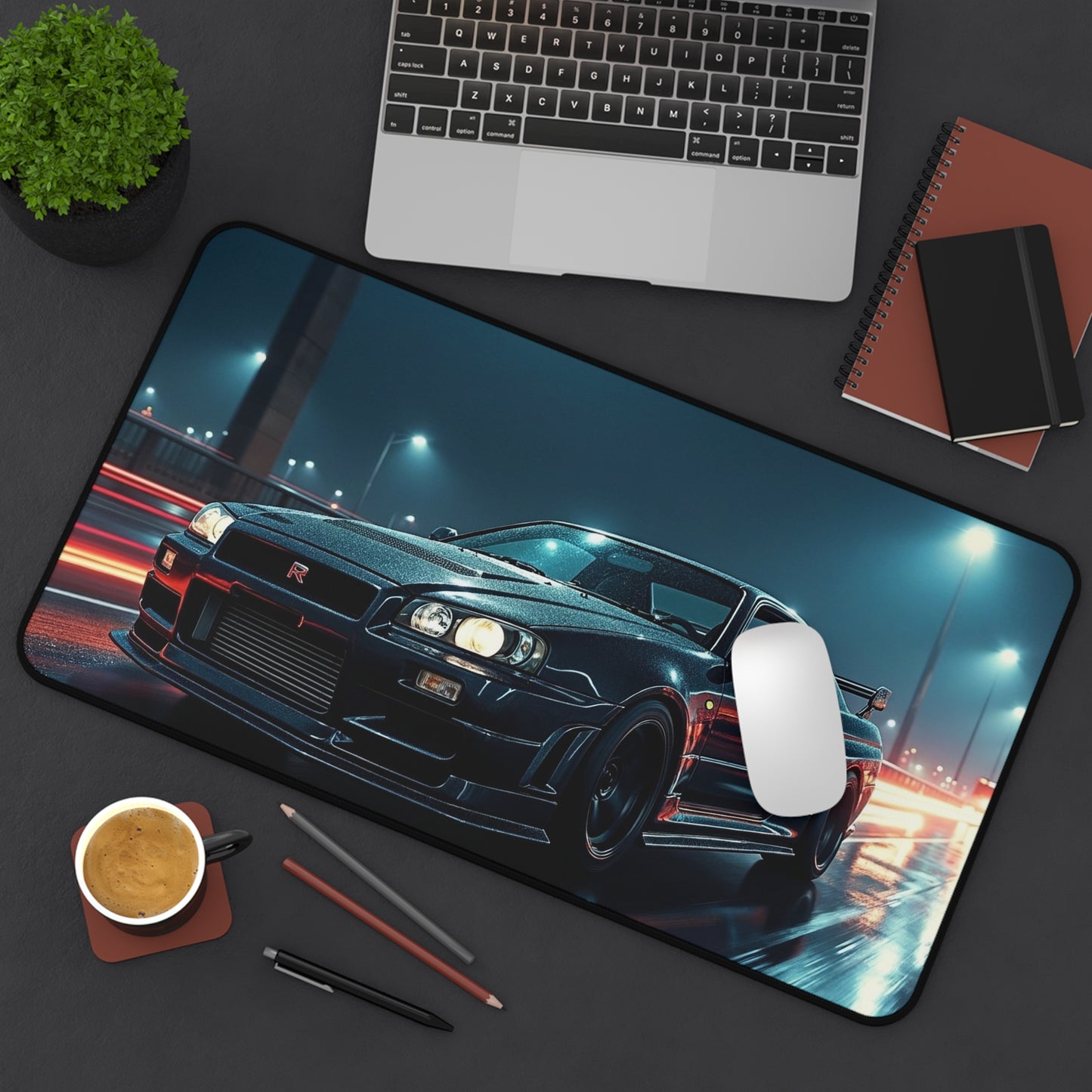 Racing Night Desk Mat — Skyline JDM Car Mouse Pad Japan Auto