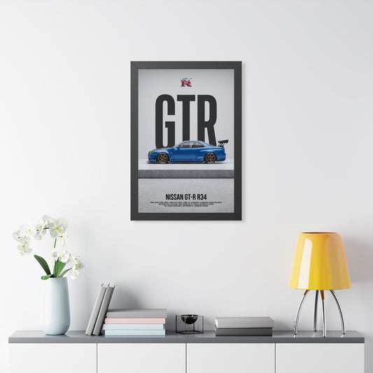 Nissan Skyline GT-R R34 Minimalist Wall Art — JDM Framed Fine Art Print