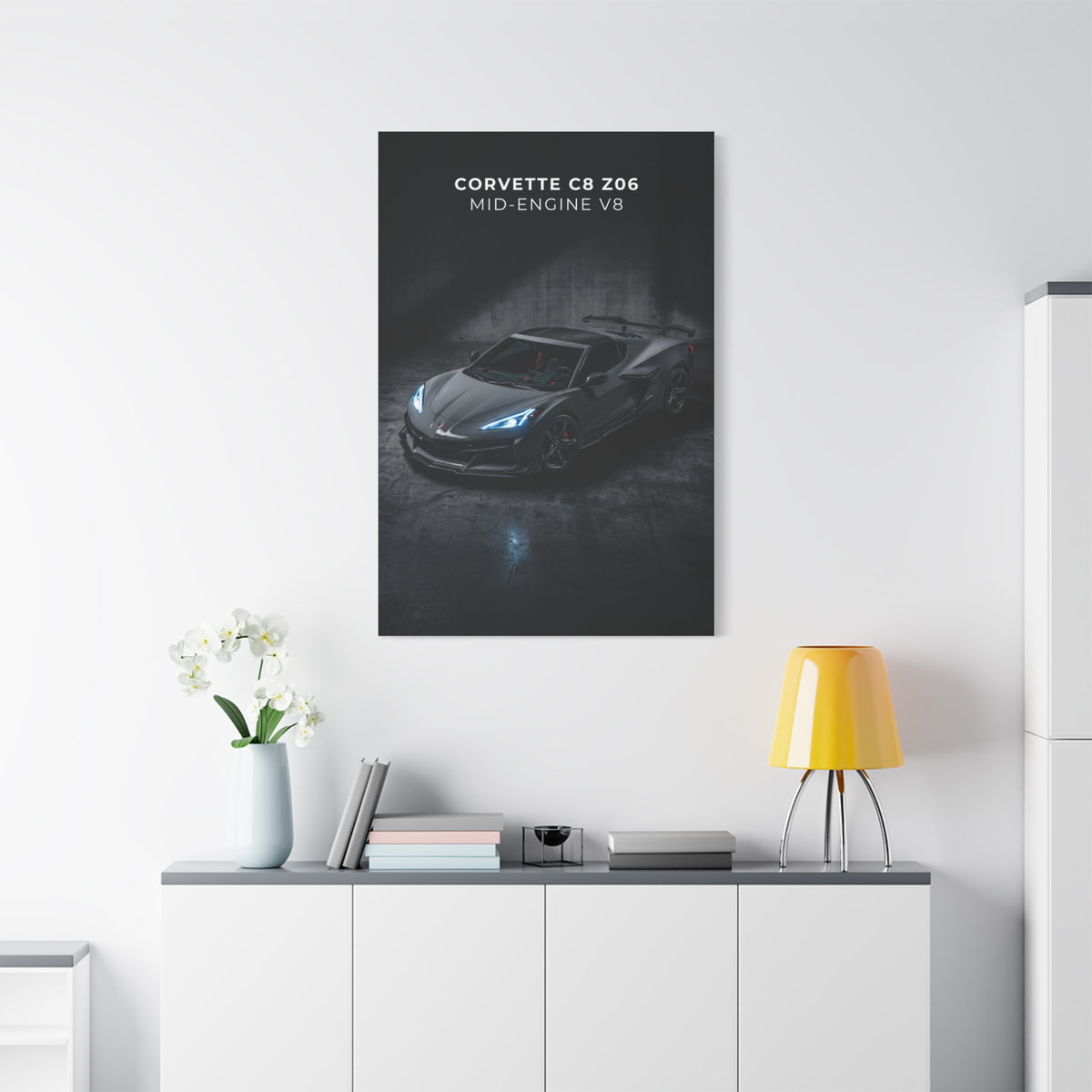Corvette C8 Z06 Mid‑Engine V8 Sports Car Matte Canvas Wall Art