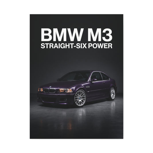 BMW M3 E46 Straight-Six Power Matte Canvas Wall Art