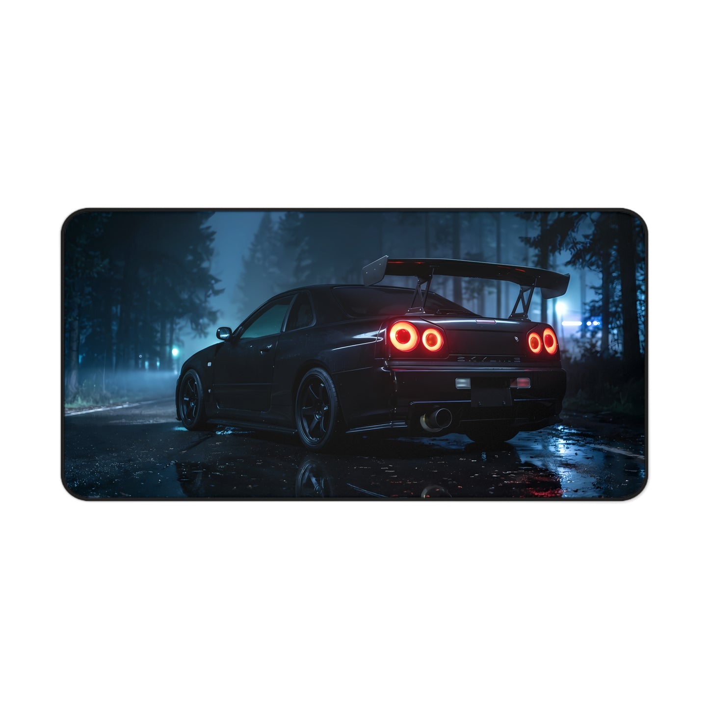 Racing Night Nissan GTR R34 Skyline Desk Mat — Sports Car JDM Gaming Mouse Pad