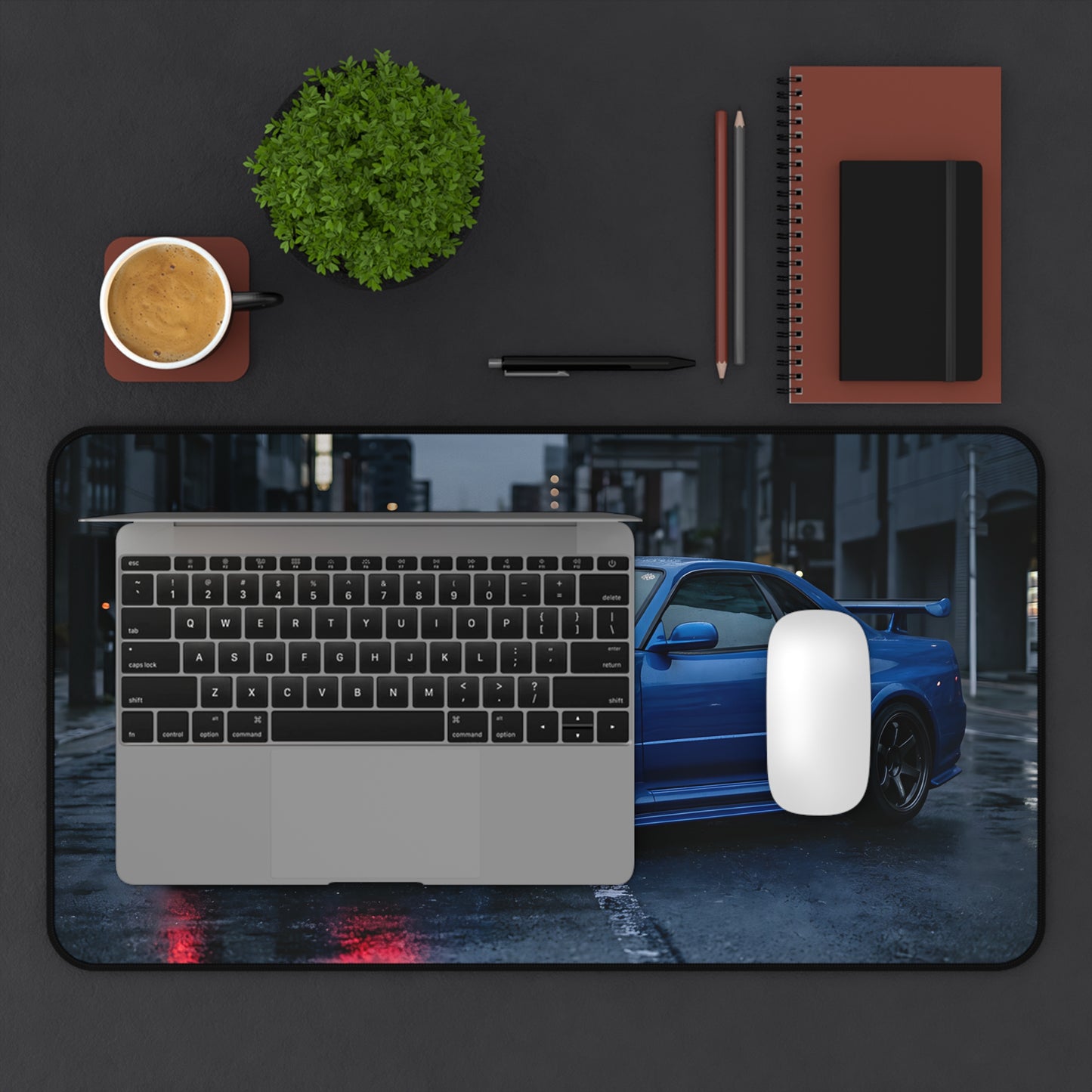 Blue Skyline GT-R Desk Mat — Racing Car Mouse Pad for Gamers & Car Enthusiasts