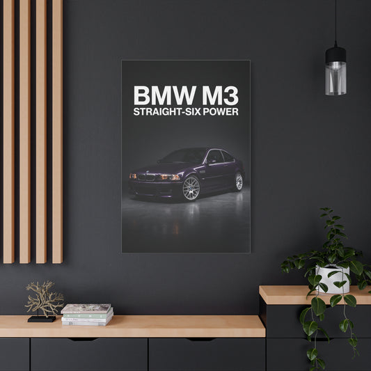 BMW M3 E46 Straight-Six Power Matte Canvas Wall Art