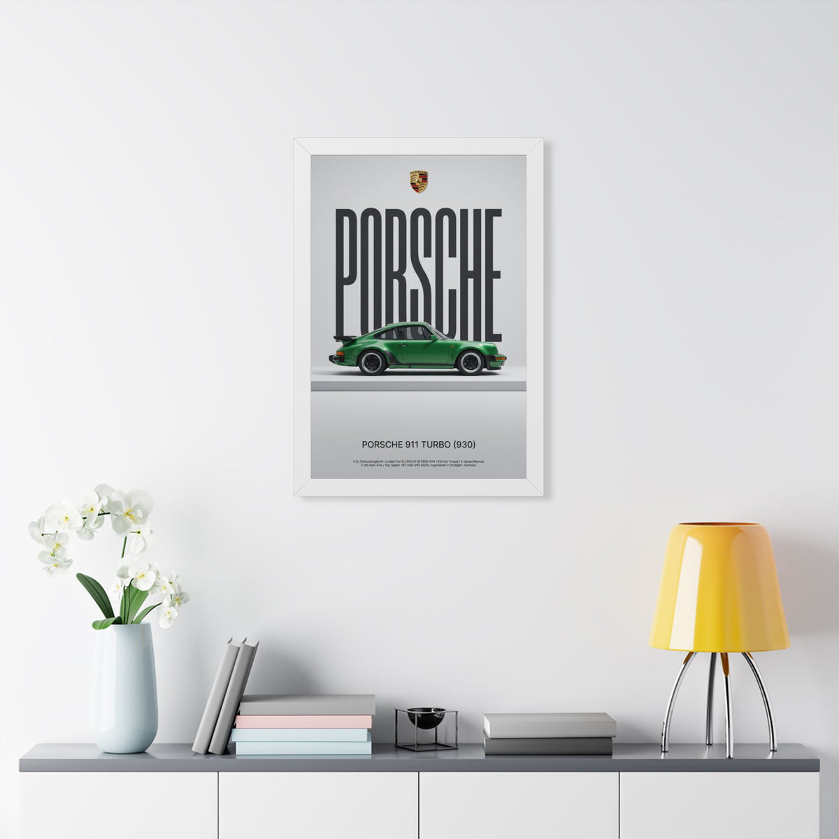 Porsche 911 Turbo 930 Minimalist Wall Art — Automotive Framed Fine Art Print