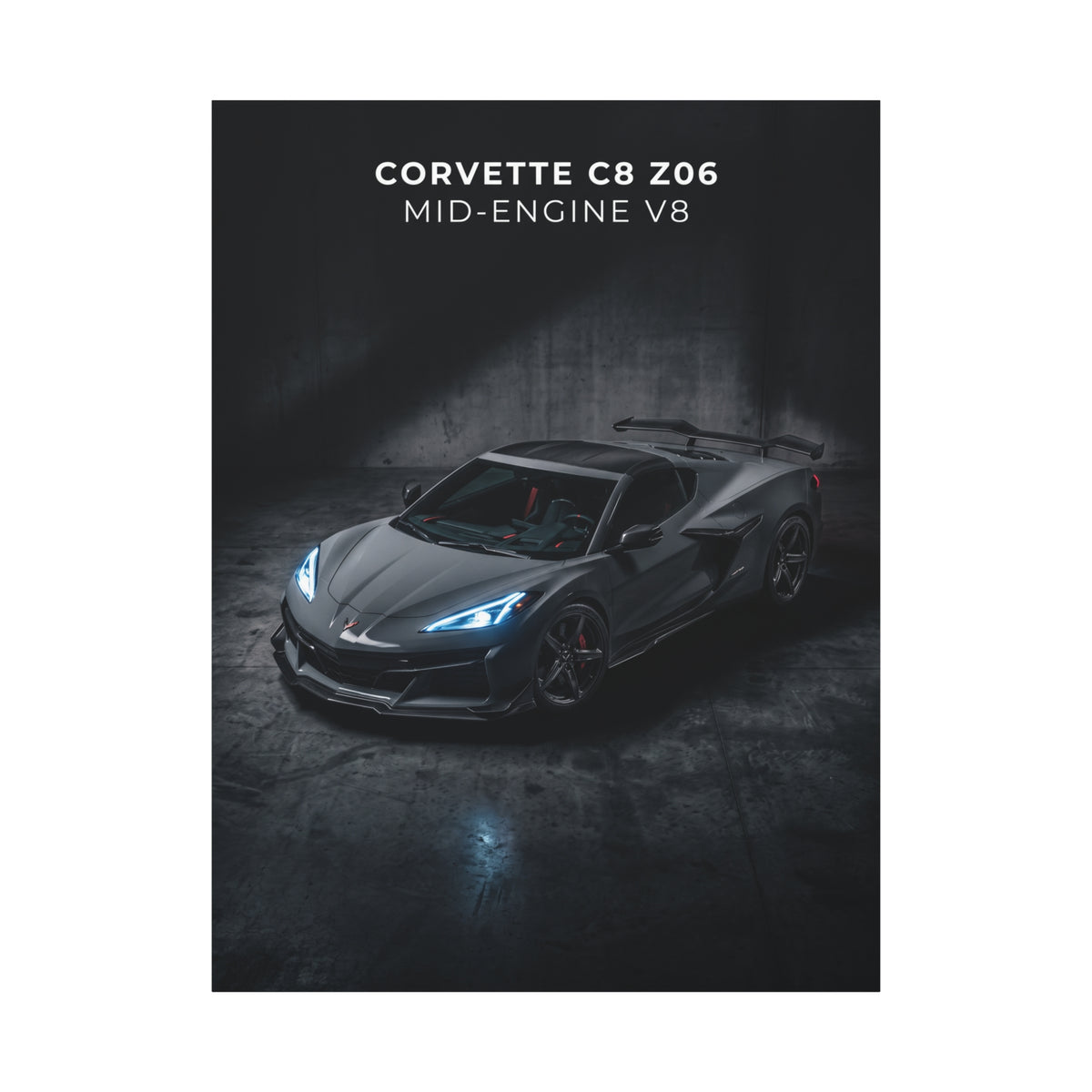 Corvette C8 Z06 Mid‑Engine V8 Sports Car Matte Canvas Wall Art