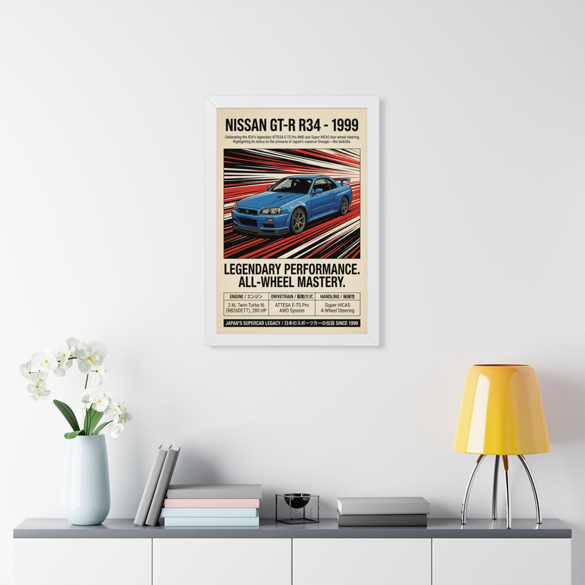 1999 Nissan GT-R R34 Vintage JDM Framed Fine Art Print