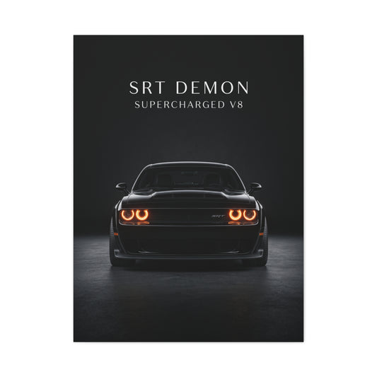 SRT Demon Supercharged V8 Muscle Car Matte Canvas Wall Art