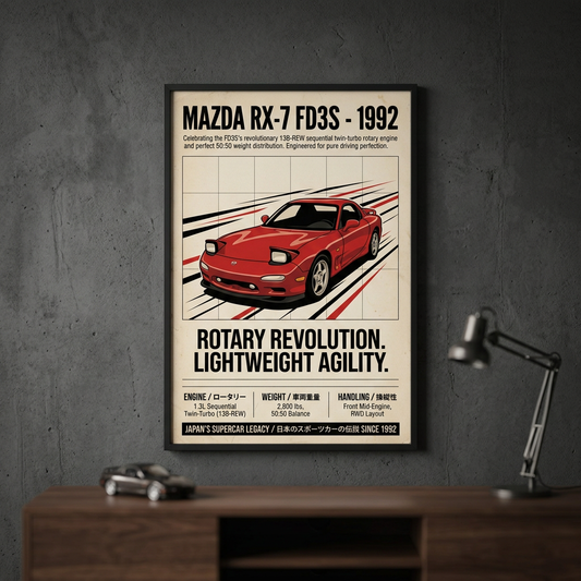 1992 Mazda RX-7 FD3S Vintage JDM Poster