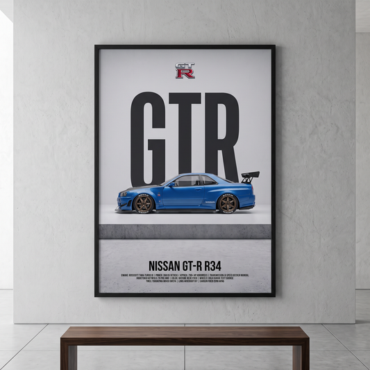 Nissan Skyline GT-R R34 Minimalist Art Print — JDM Art Poster