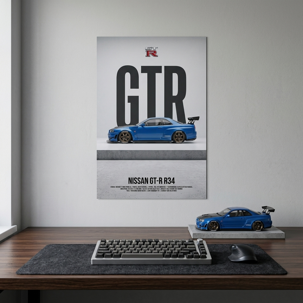 Nissan Skyline GT-R R34 Minimalist Art Print — JDM Art Poster