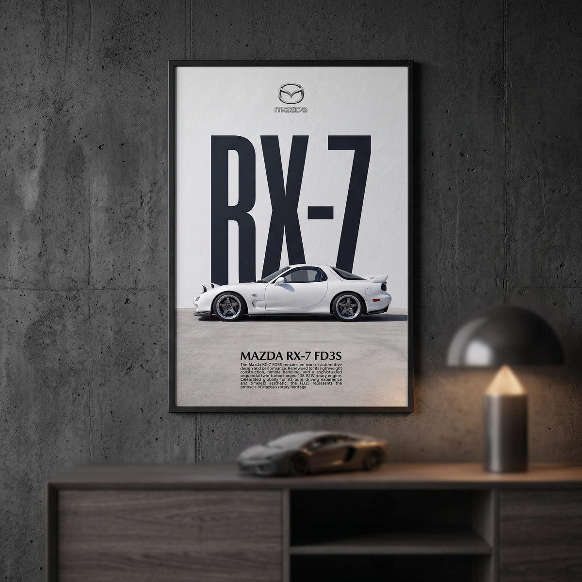Mazda RX-7 FD3S Minimalist Wall Art — JDM Framed Fine Art Print