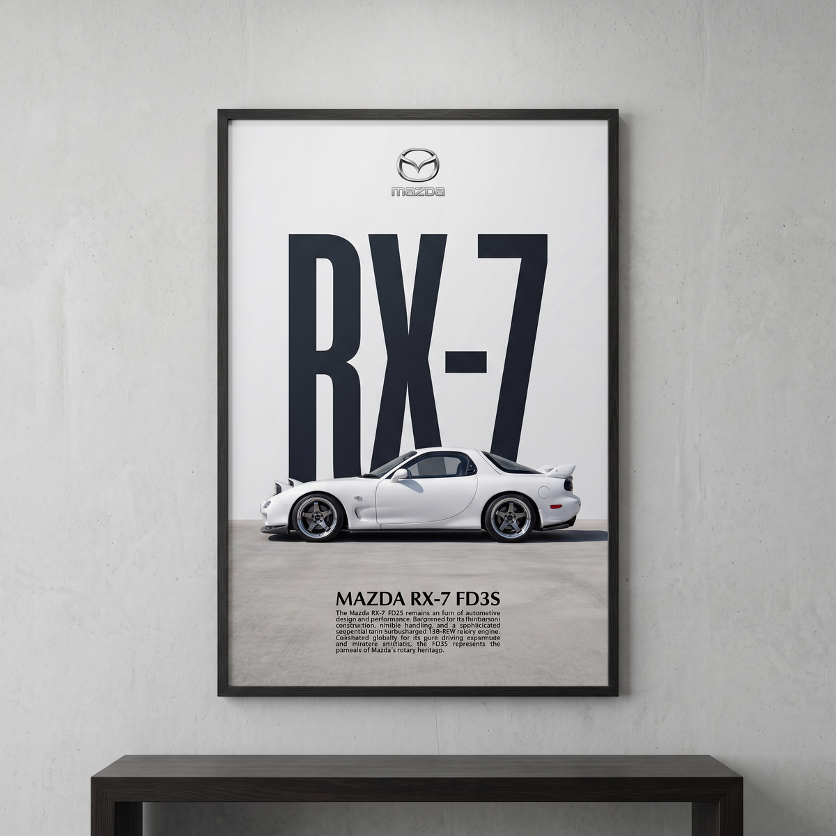 Mazda RX-7 FD3S Minimalist Wall Art — JDM Framed Fine Art Print