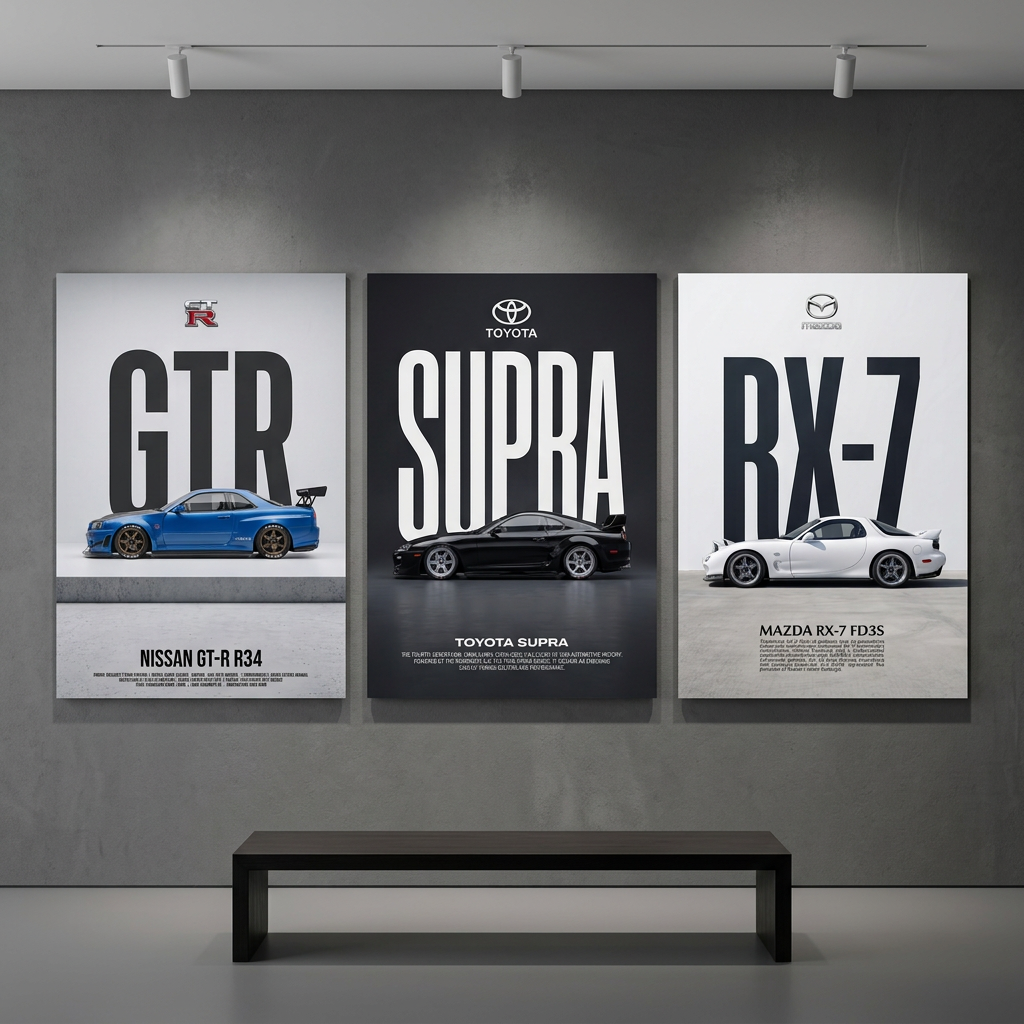 Nissan Skyline GT-R R34 Minimalist Wall Art — JDM Framed Fine Art Print
