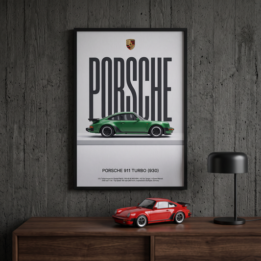 Porsche 911 Turbo 930 Minimalist Art Print — Automotive Art Poster