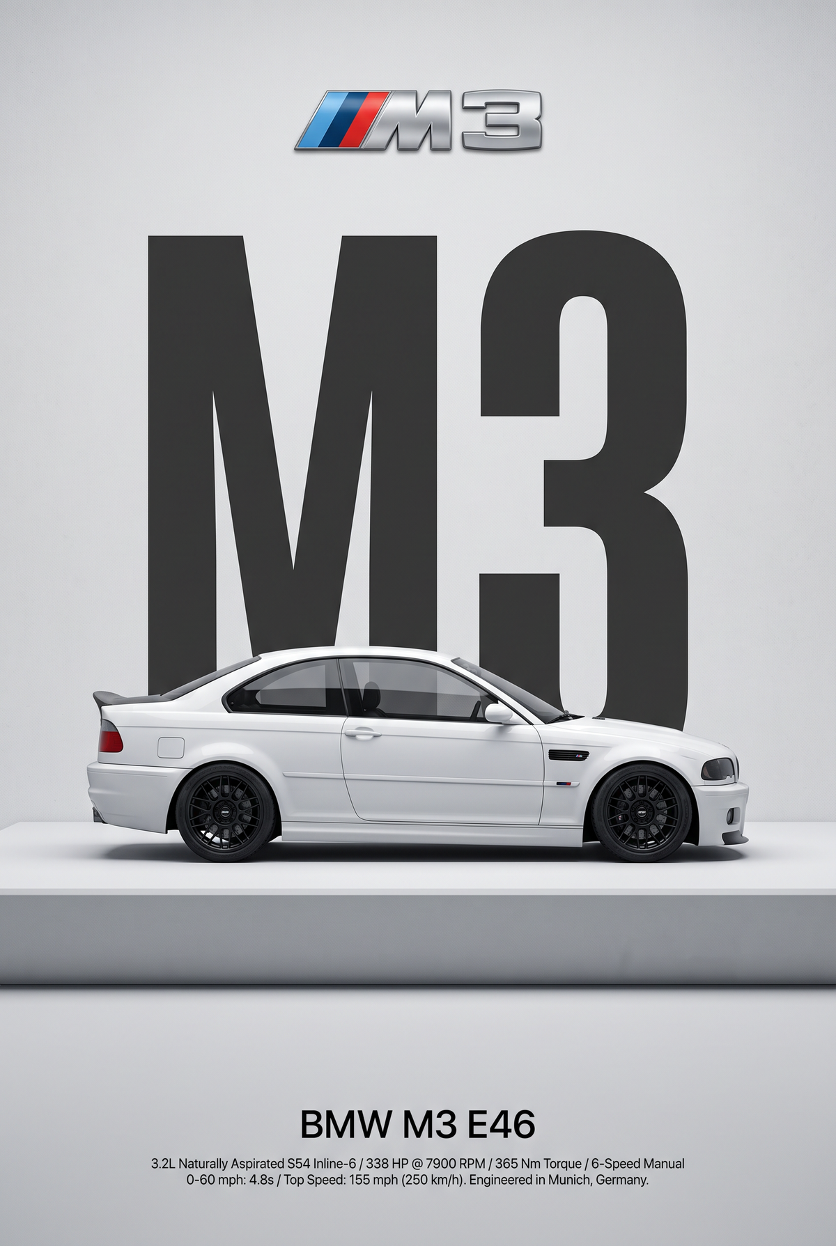 BMW M3 E46 Minimalist Art Print — Automotive Art Poster