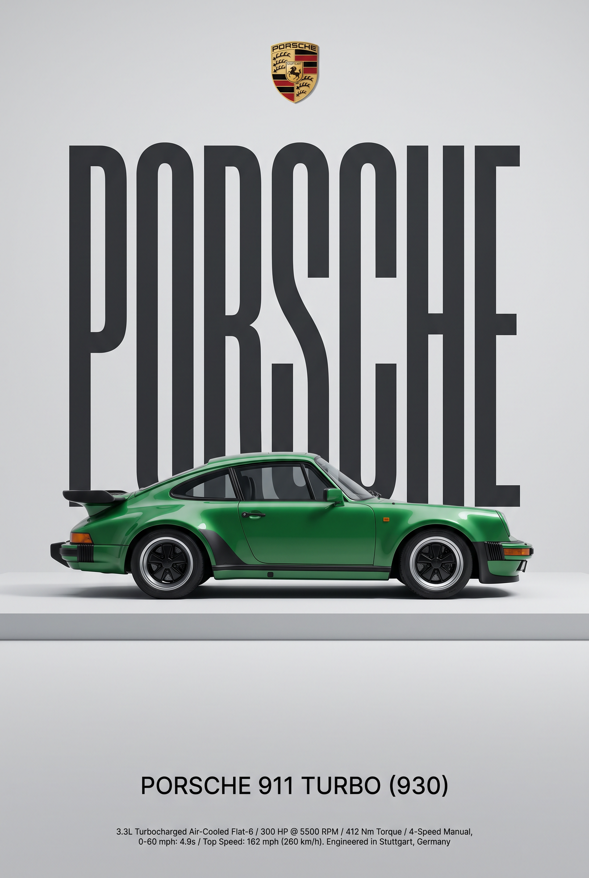 Porsche 911 Turbo 930 Minimalist Art Print — Automotive Art Poster