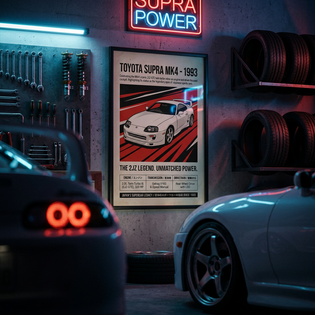 1993 Toyota Supra MK4 Vintage JDM Framed Fine Art Print