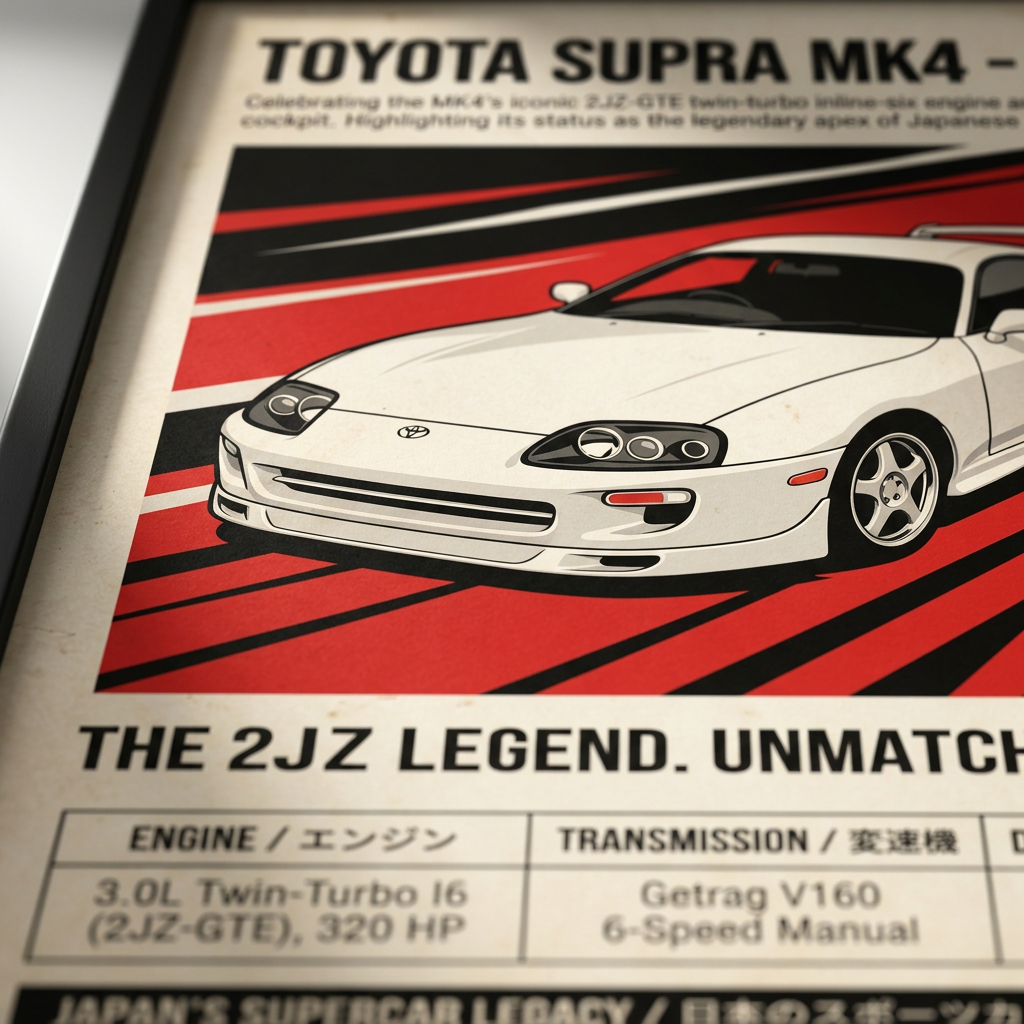 1993 Toyota Supra MK4 Vintage JDM Framed Fine Art Print
