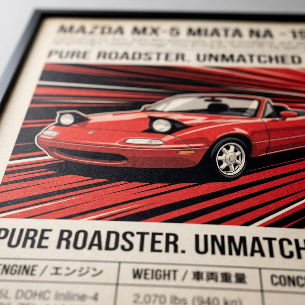 1989 Mazda MX-5 Miata NA Vintage JDM Framed Fine Art Print