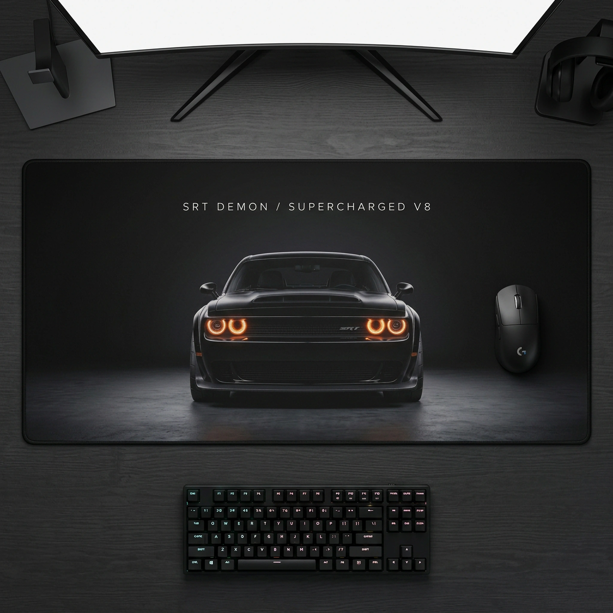 Muscle Car Desk Mat — SRT Demon Supercharged V8 Gaming Mouse Pad