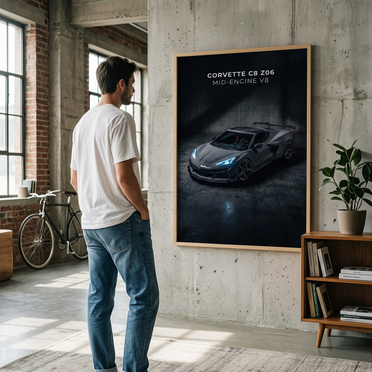 Corvette C8 Z06 Mid‑Engine V8 Sports Car Rolled Poster