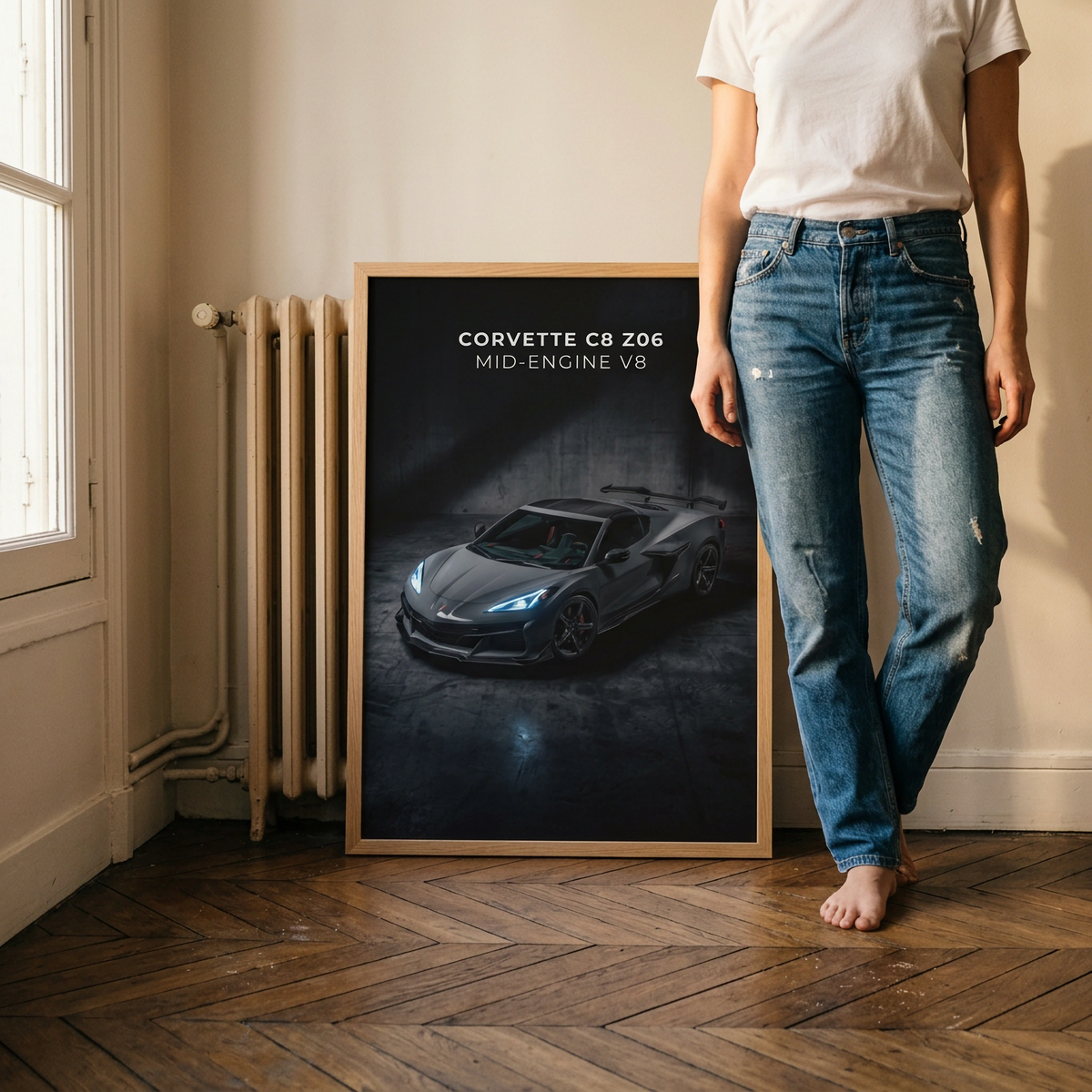 Corvette C8 Z06 Mid‑Engine V8 Sports Car Rolled Poster
