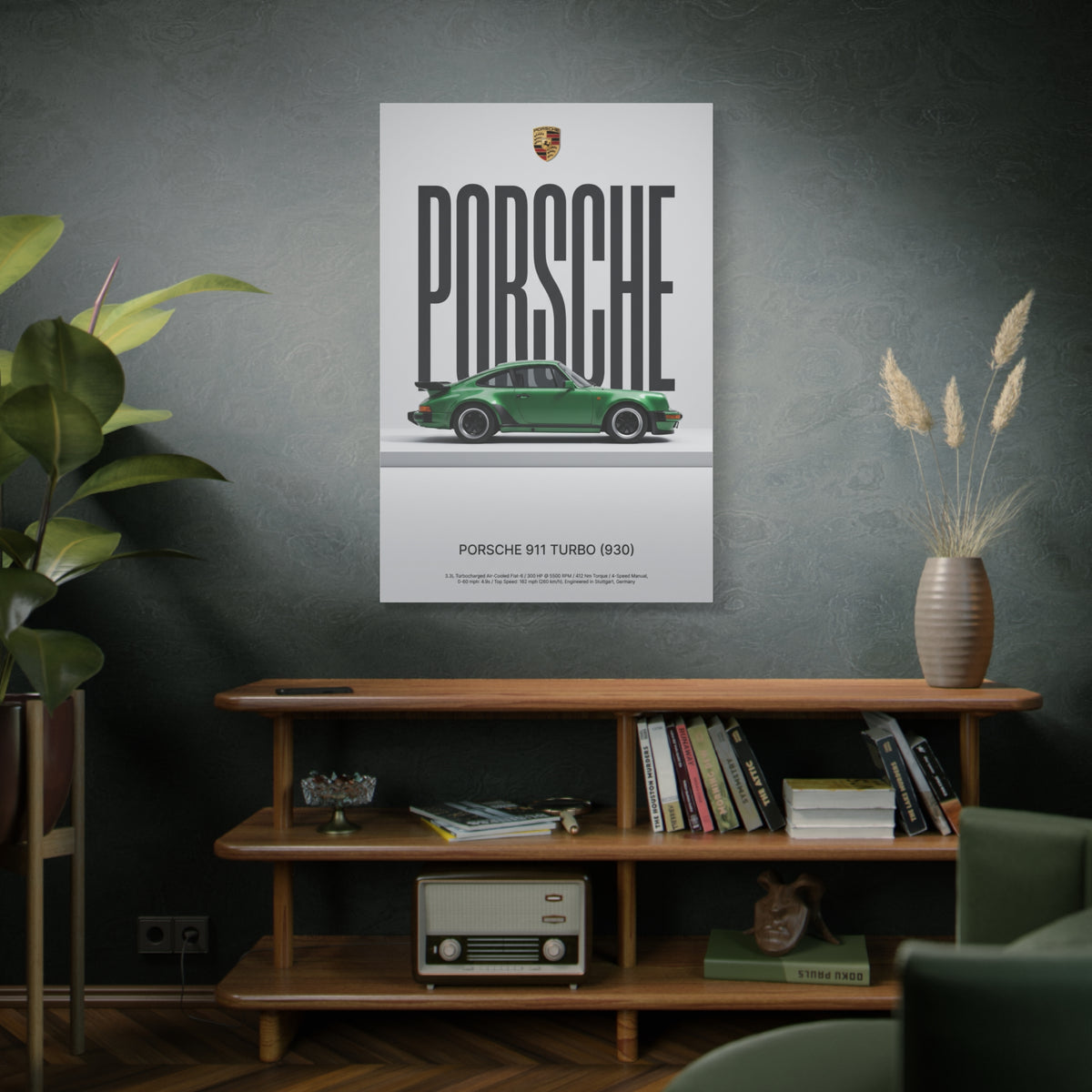Porsche 911 Turbo 930 Minimalist Matte Canvas Wall Art