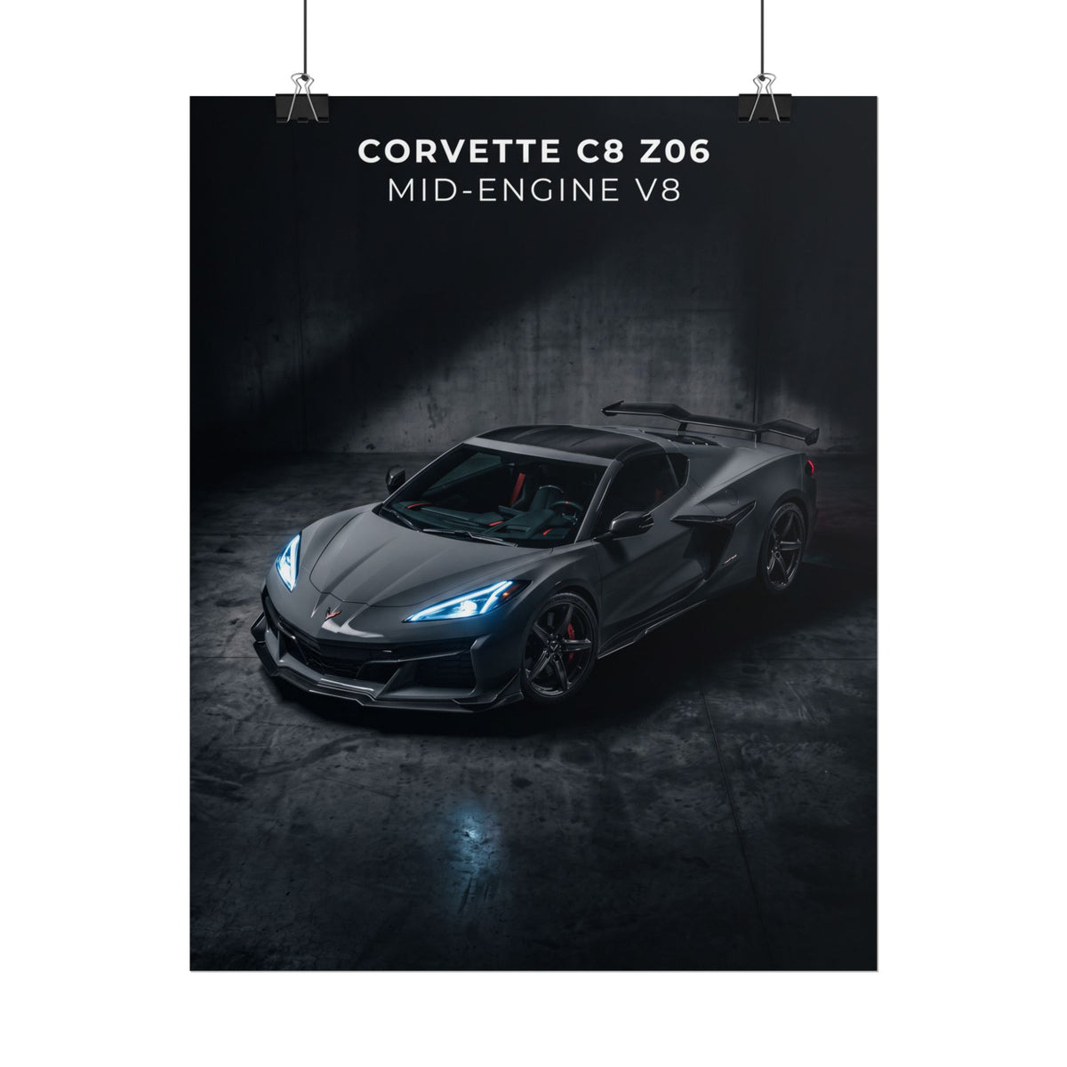 Corvette C8 Z06 Mid‑Engine V8 Sports Car Rolled Poster