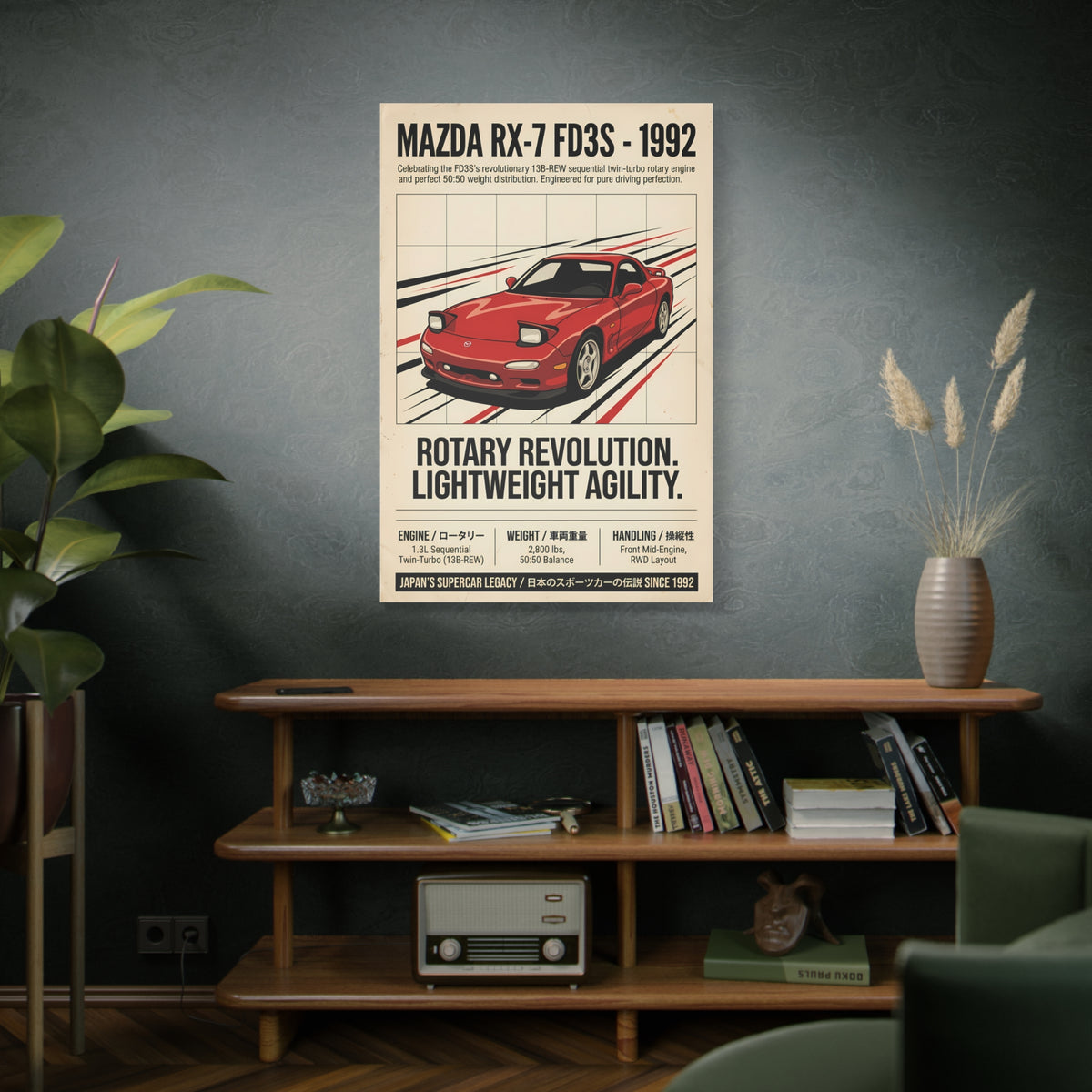 1992 Mazda RX-7 FD3S Vintage JDM Matte Canvas Wall Art