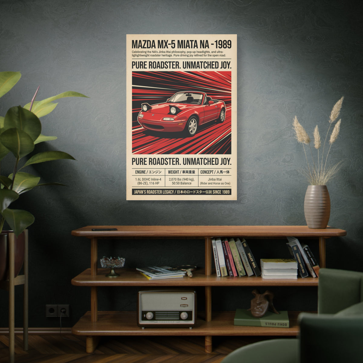 1989 Mazda MX-5 Miata NA Vintage JDM Matte Canvas Wall Art