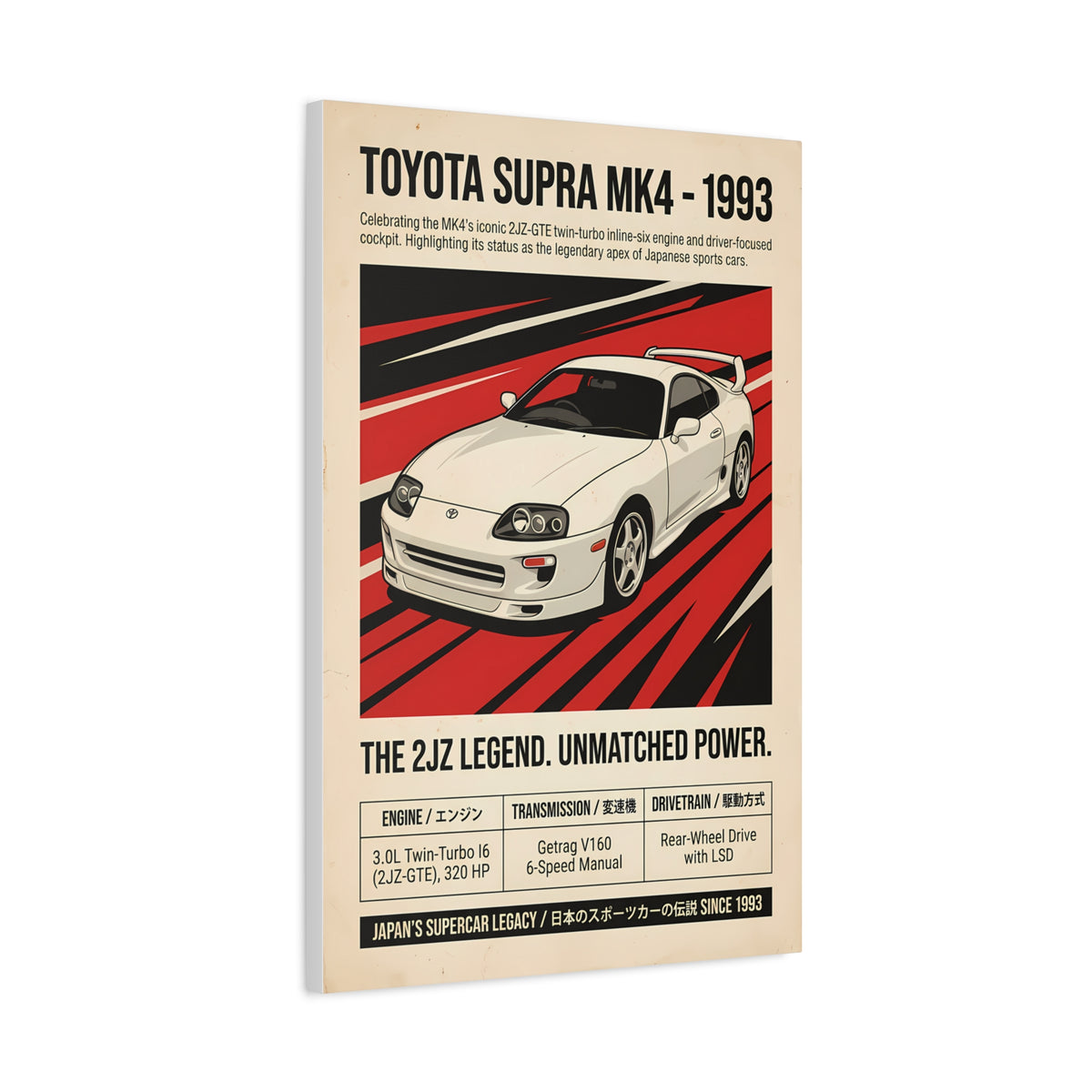 1993 Toyota Supra MK4 Vintage JDM Matte Canvas Wall Art