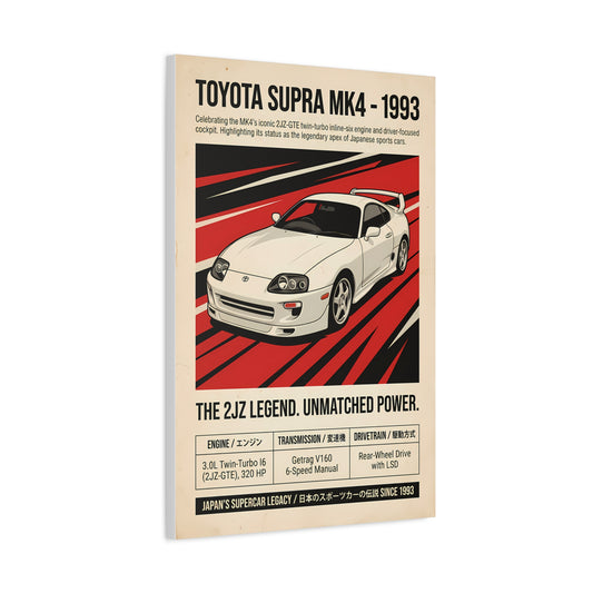 1993 Toyota Supra MK4 Vintage JDM Matte Canvas Wall Art