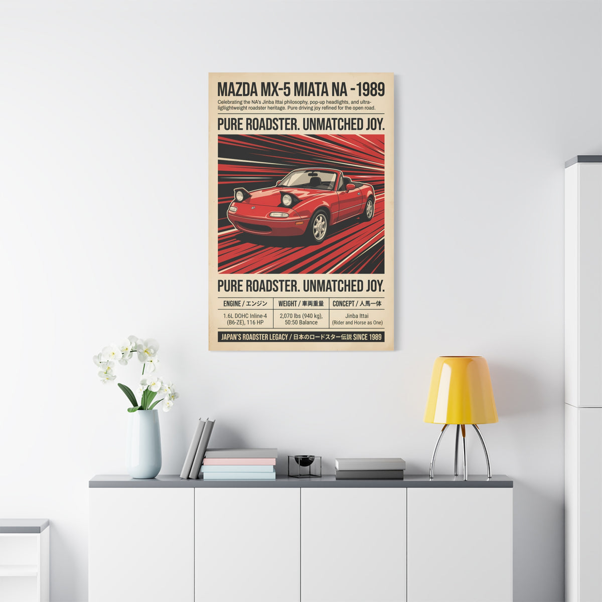 1989 Mazda MX-5 Miata NA Vintage JDM Matte Canvas Wall Art